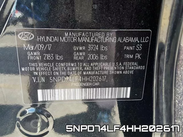 5NPD74LF4HH202617 фото 2
