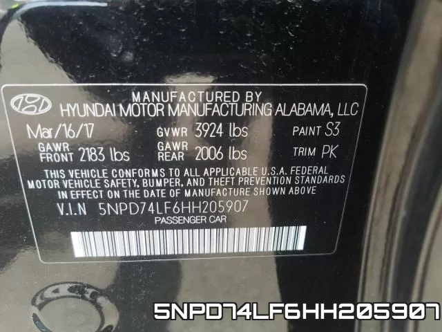 5NPD74LF6HH205907 фото 2