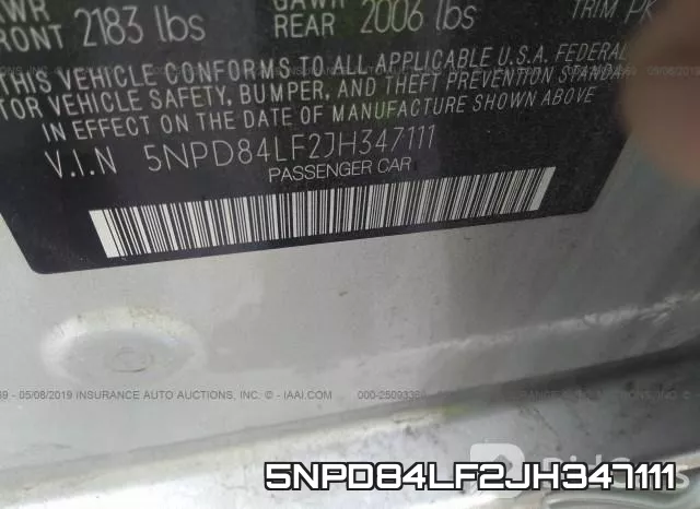 5NPD84LF2JH347111 фото 10