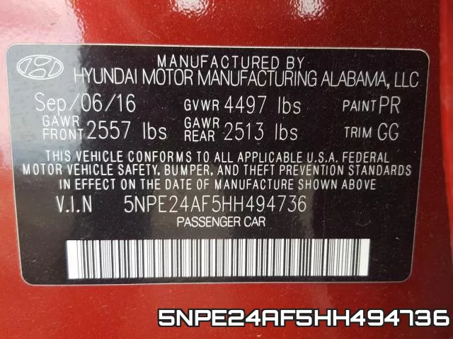5NPE24AF5HH494736 фото 2