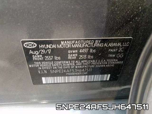 5NPE24AF5JH647511 фото 2