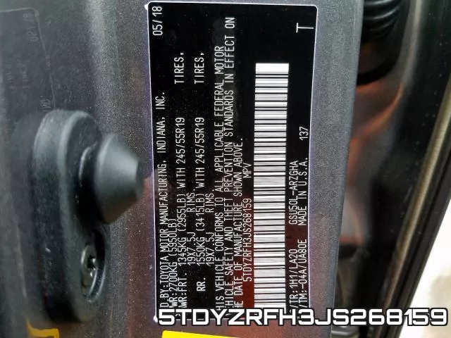 5TDYZRFH3JS268159 фото 2