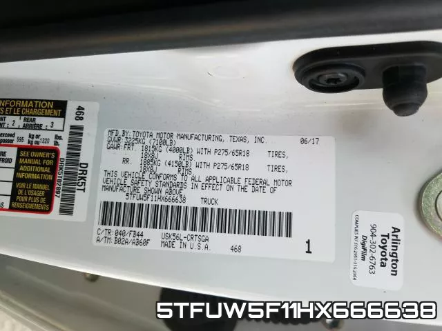 5TFUW5F11HX666638 фото 2