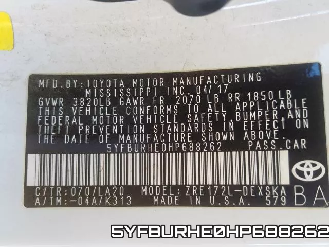 5YFBURHE0HP688262 фото 2