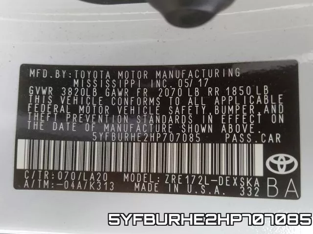 5YFBURHE2HP707085 фото 2
