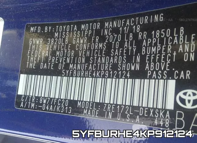 5YFBURHE4KP912124 фото 10