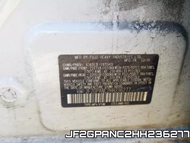 JF2GPANC2HH236277 фото 2