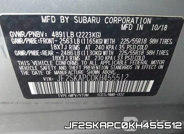 JF2SKAPC0KH455512 фото 10