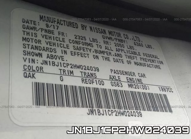 JN1BJ1CP2HW024039 фото 10