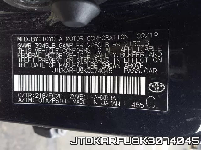 JTDKARFU8K3074045 фото 2