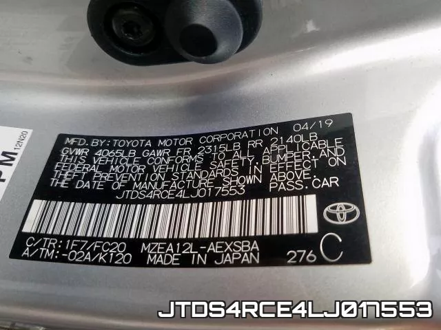 JTDS4RCE4LJ017553 фото 2