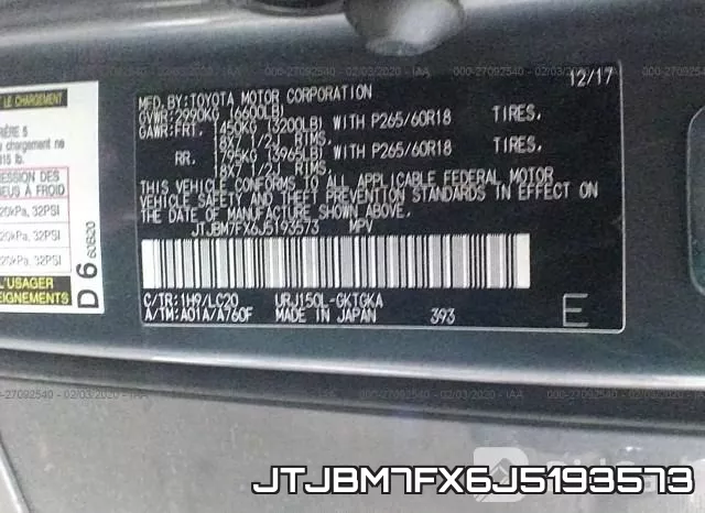 JTJBM7FX6J5193573 фото 10