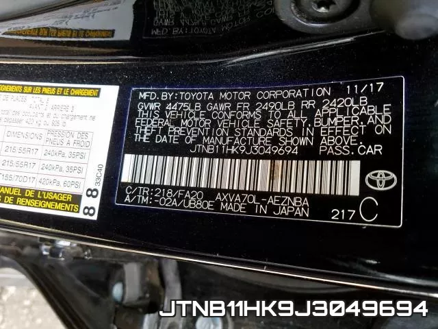 JTNB11HK9J3049694 фото 2