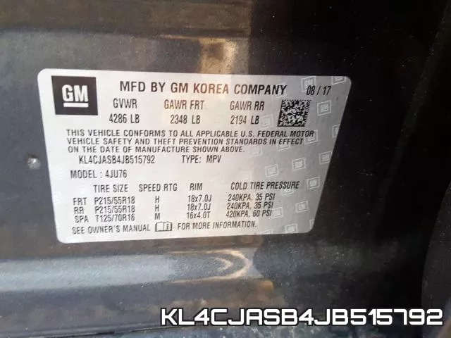 KL4CJASB4JB515792 фото 2