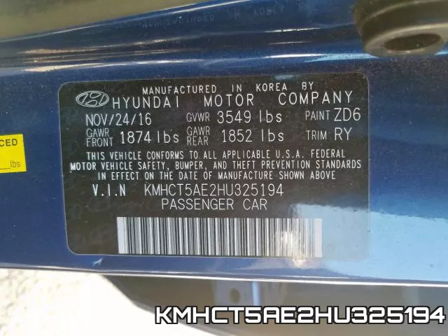 KMHCT5AE2HU325194 фото 2