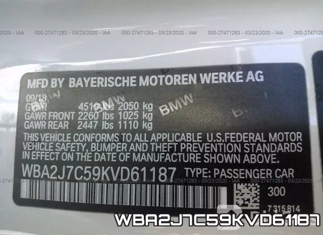 WBA2J7C59KVD61187 фото 10