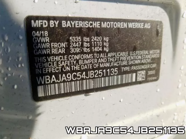 WBAJA9C54JB251135 фото 2