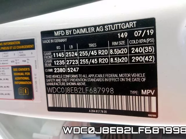 WDC0J8EB2LF687998 фото 2