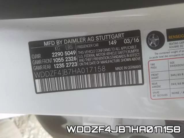 WDDZF4JB7HA017158 фото 2