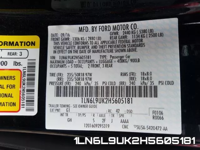 1LN6L9UK2H5605181 фото 2