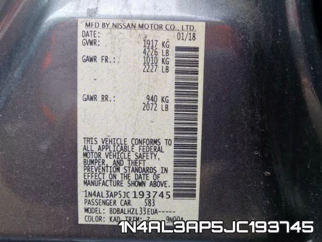 1N4AL3AP5JC193745 фото 2