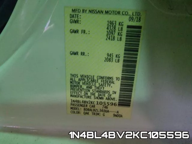 1N4BL4BV2KC105596 фото 2