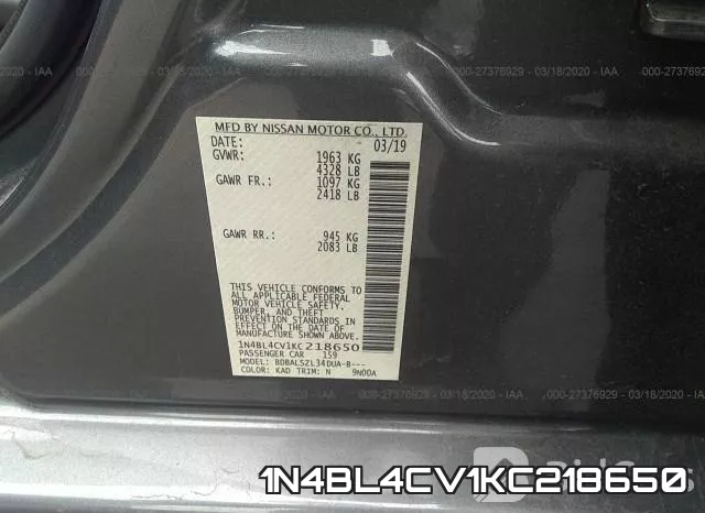 1N4BL4CV1KC218650 фото 10