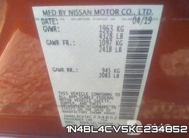 1N4BL4CV5KC234852 фото 10