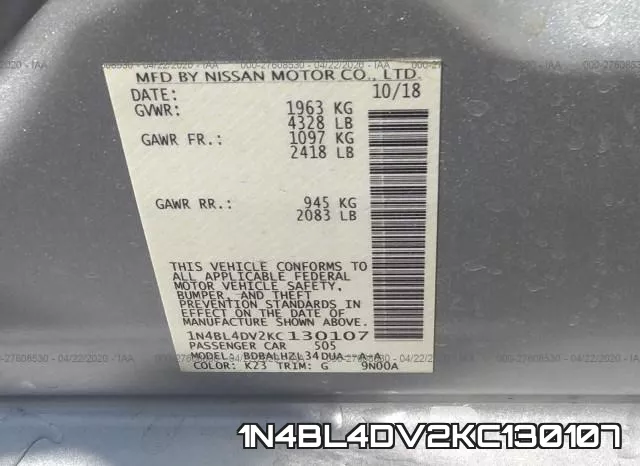 1N4BL4DV2KC130107 фото 10
