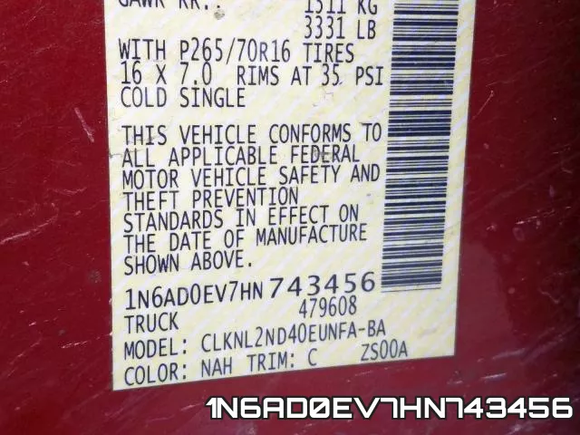 1N6AD0EV7HN743456 фото 2