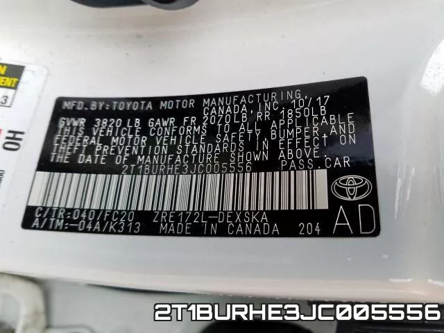 2T1BURHE3JC005556 фото 2