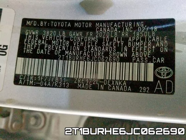 2T1BURHE6JC062690 фото 2