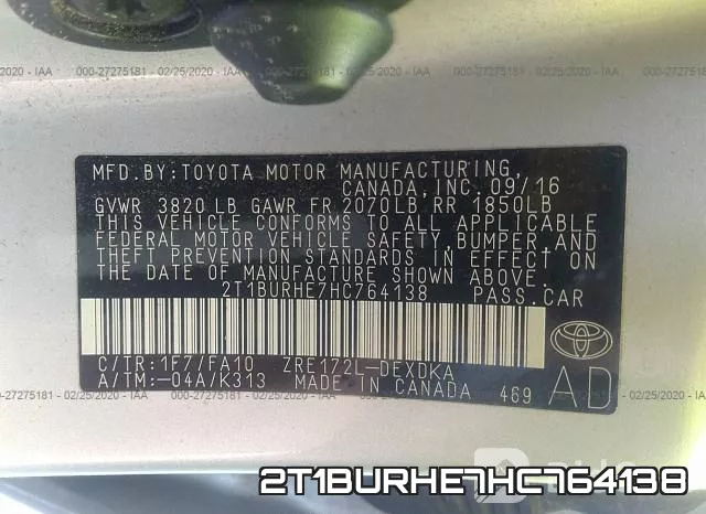 2T1BURHE7HC764138 фото 10