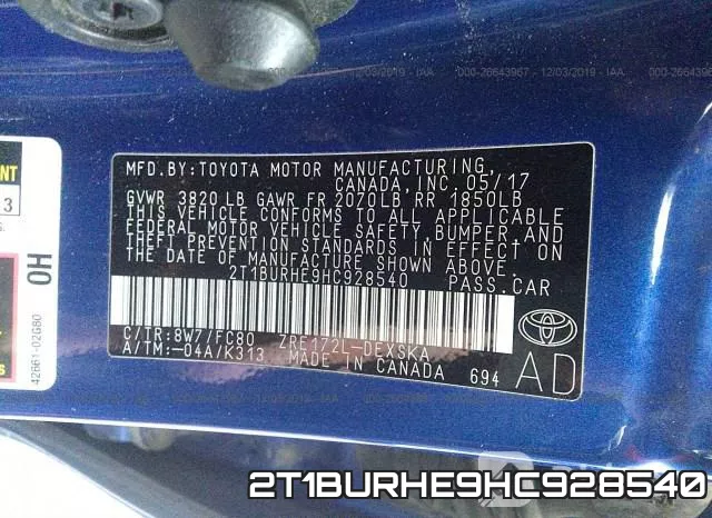 2T1BURHE9HC928540 фото 10