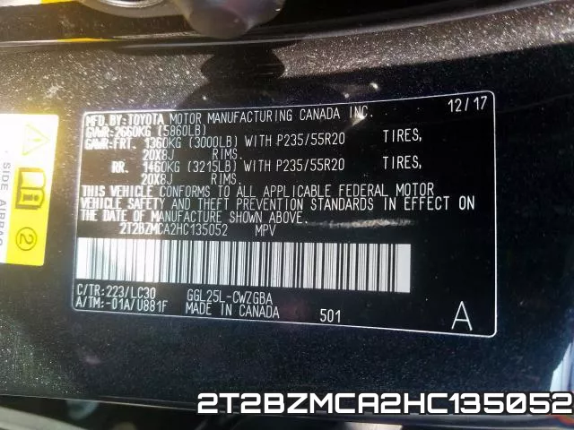 2T2BZMCA2HC135052 фото 2