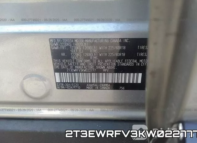 2T3EWRFV3KW022777 фото 10