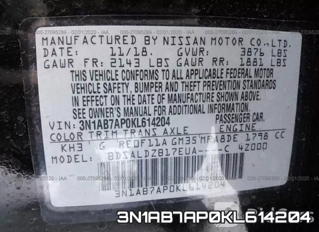3N1AB7AP0KL614204 фото 10