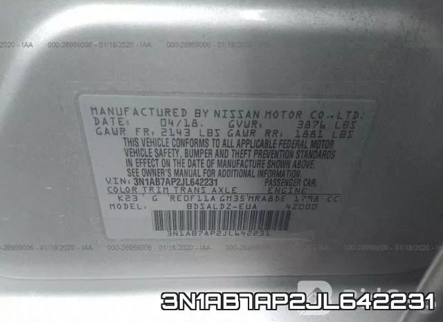 3N1AB7AP2JL642231 фото 10