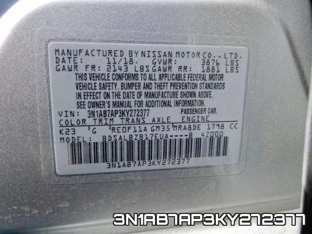 3N1AB7AP3KY272377 фото 2