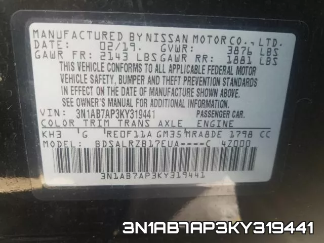 3N1AB7AP3KY319441 фото 2