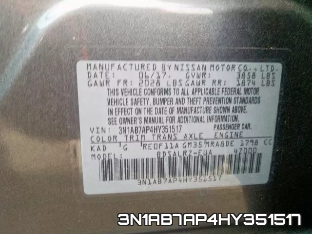 3N1AB7AP4HY351517 фото 2