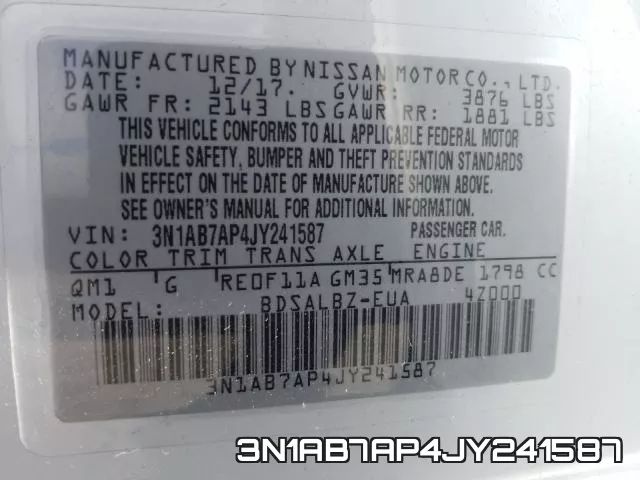 3N1AB7AP4JY241587 фото 2