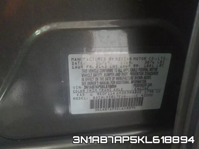 3N1AB7AP5KL618894 фото 2