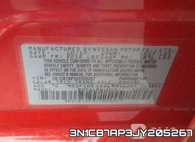 3N1CB7AP3JY205267 фото 10