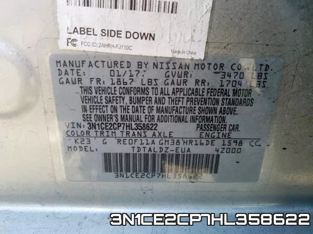 3N1CE2CP7HL358622 фото 2