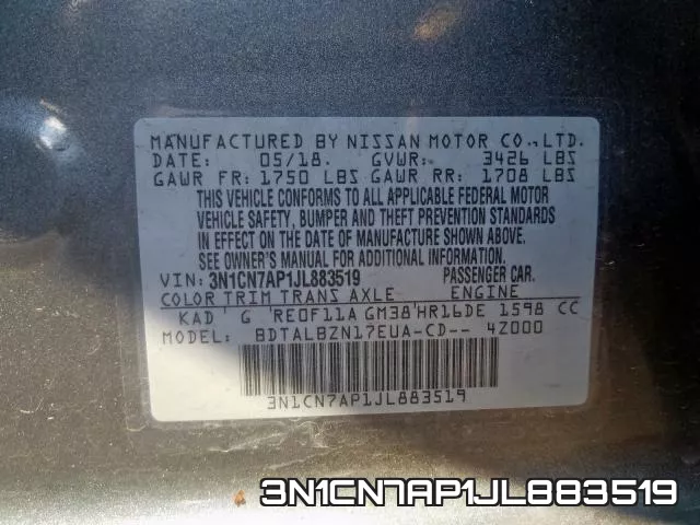 3N1CN7AP1JL883519 фото 2