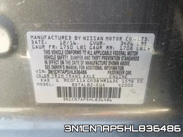 3N1CN7AP5HL836486 фото 2
