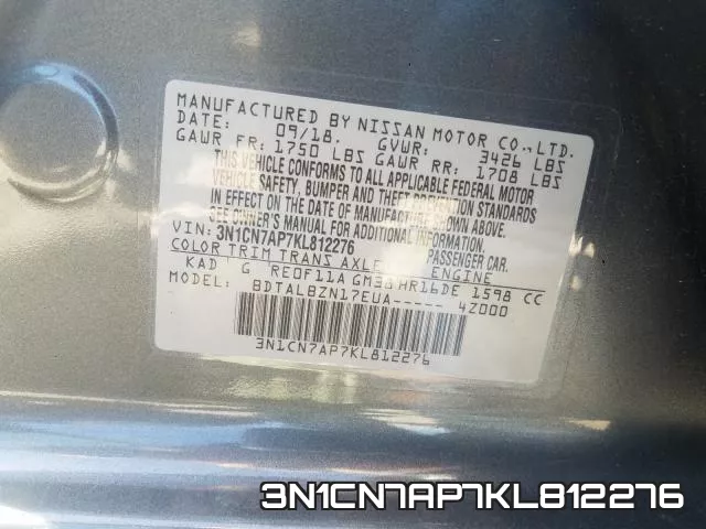 3N1CN7AP7KL812276 фото 2