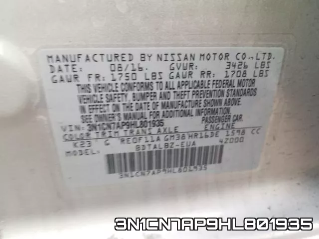3N1CN7AP9HL801935 фото 2