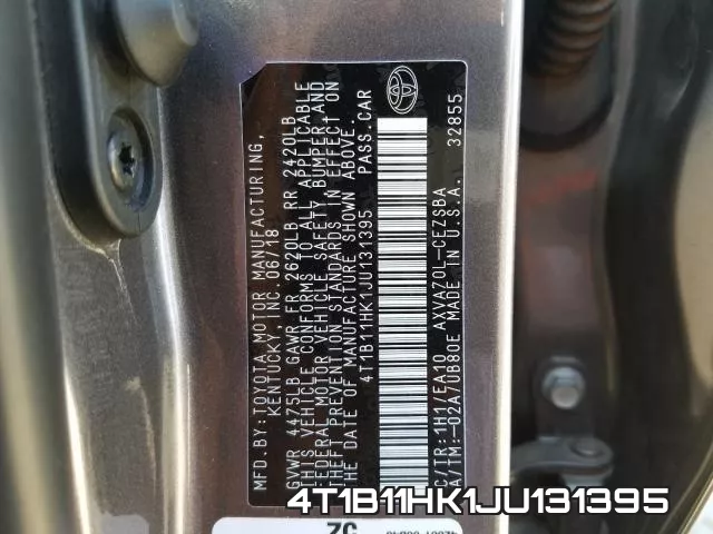 4T1B11HK1JU131395 фото 2